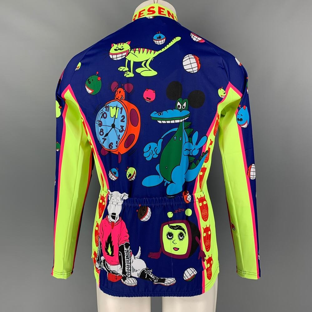 WALTER VAN BEIRENDONCK FW21 Size L Blue Graphic Nylon Jersey Bike Top - Picture 3 of 7